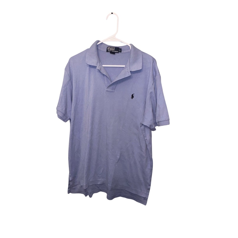 Polo Ralph Lauren Sz L Light Blue Short Sleeve Cotton Pique Polo Shirt Pony Logo